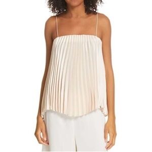 NWT Vince Pleated High Low Cami Tank Sz Large Pale Ivory Cream